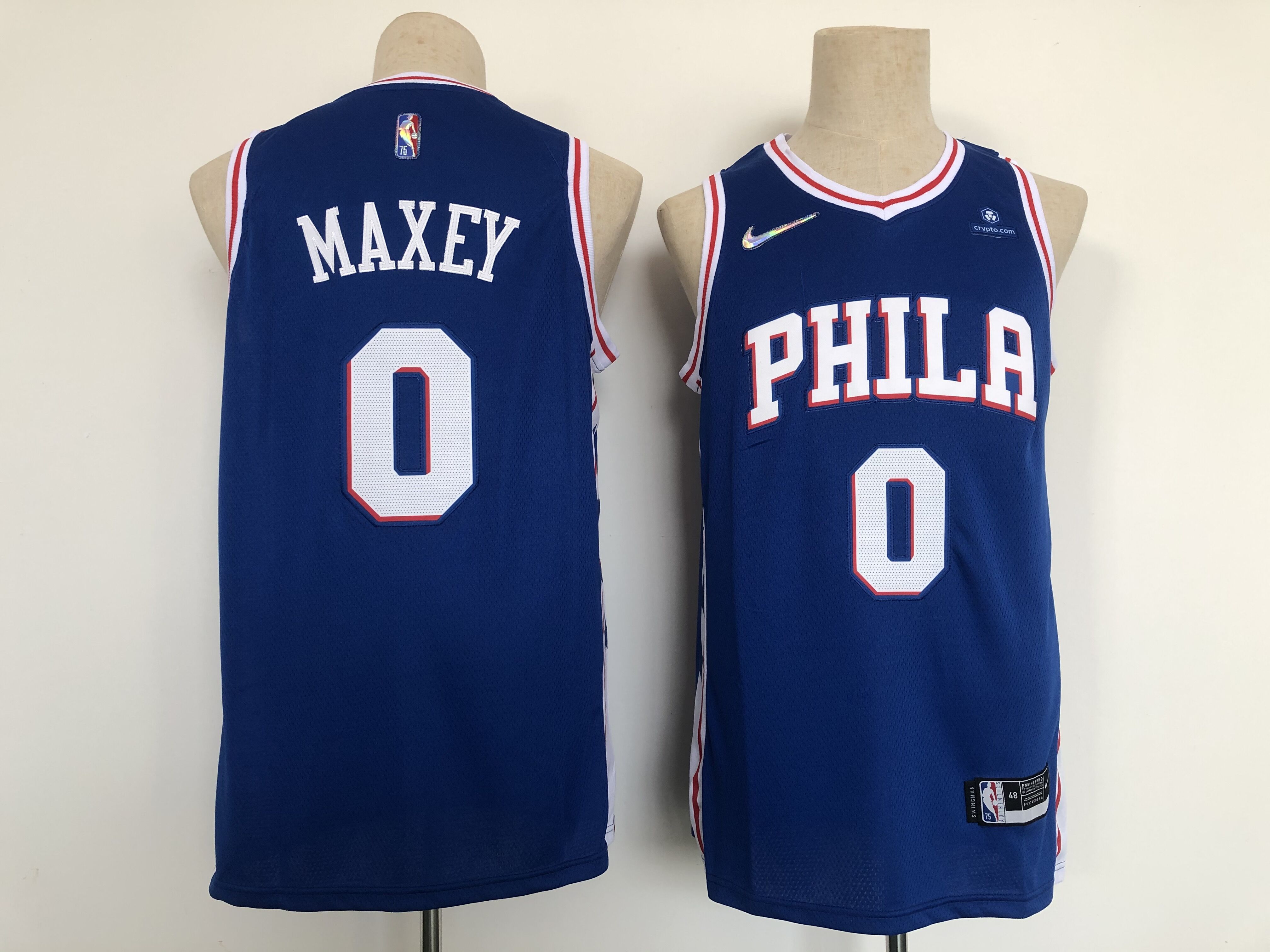 Men Philadelphia 76ers #0 Maxey Blue Nike 75th anniversary 2022 Game NBA Jersey->milwaukee bucks->NBA Jersey